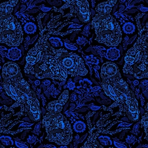 forest folk hidden whimsy blue black medium scale