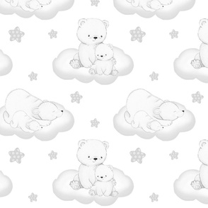Gray Arctic Polar Bear Clouds Stars 