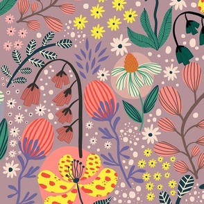 Whimsical meadow large pattern