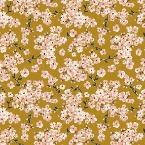 Cherry Blossoms - Cottagecore Spring Floral Enchanted Goldenrod Yellow Small Scale