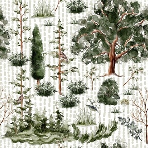 Forest Scene with Dotted Background