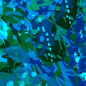 English garden blue green turquoise floral