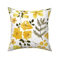 Mustard Flowers, Yellow Summer Floral Fabric (floral 1)