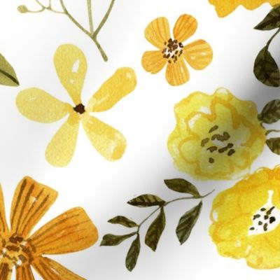 Mustard Flowers, Yellow Summer Floral Fabric (floral 1)