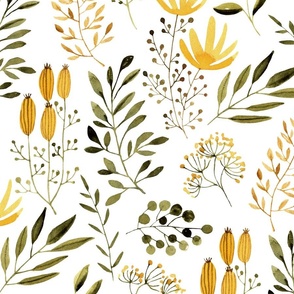 Summer Flowers, Yellow + Green Floral Fabric (floral 2)