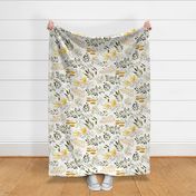 Summer Flowers, Yellow + Green Floral Fabric (floral 2) ROTATED