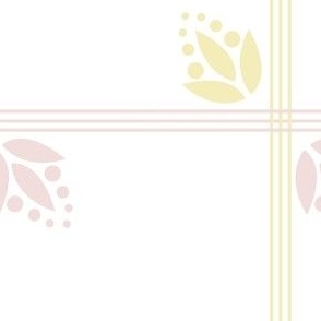Pink Lemonade Piglet and Butter Floral Three Lined Windowpane or Graph Check- Large Print