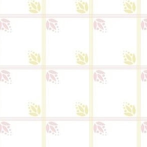 Pink Lemonade Piglet and Butter Floral Three Lined Windowpane or Graph Check- Small Print