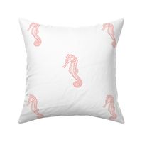 Coral Seahorses on White  - Lg