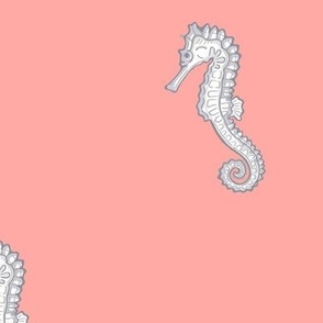 Silver Seahorses on Coral - Lg