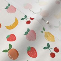 SMALL summer fruits fabric - strawberry, cherry, banana, oranges