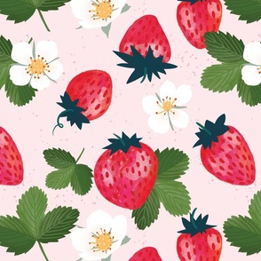 I love Strawberries - red & pink