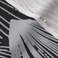 542 - Jumbo scale nearly black and white Abstract feather with organic hand drawn textured lines for neutral wallpaper_ minimalist_ modern_ masculine_ gender neutral_ bed linen_ table linen