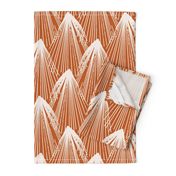 542 - Jumbo scale  burnt orange and soft white Abstract feather with organic hand drawn textured lines for neutral wallpaper_ minimalist_ modern_ masculine_ gender neutral_ bed linen_ table linen