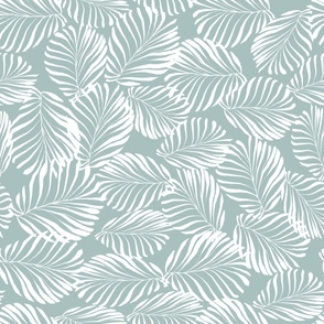 Tropical Leaves Blue Green