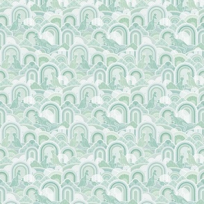Mama Kangaroo- Pastel Mint Green- sMini- Australia- Animals- Australian Wildlife- Teal- Turquoise- Light Green- Gender Neutral Wallpaper- Kangaroo Fabric