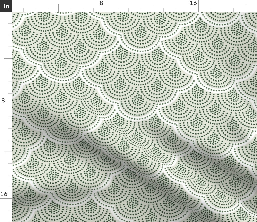 Macrame Wall Hanging Large- Soft Green- Pastel Green- Gender Neutral Boho Wallpaper- Geometric Vintage Fabric- Bohemian Scallops- Mermaid Scales- Soft Clouds