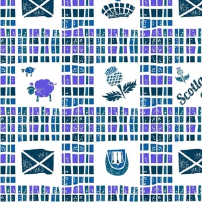 Iconic Scotland Retro Plaid in Blue, Amethyst, and Teal