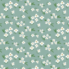 Sweet Tossed Floral on Light Teal Ground Small Scale from Mushroom Mania Collection