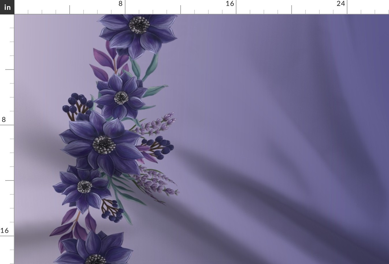 Purple Floral Border Print with Ombré Background