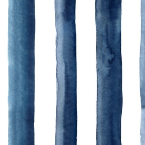 21" Watercolor stripes in dark navy blue - vertical