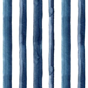 12" Watercolor stripes in dark navy blue - vertical