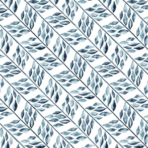 12"  Botanical herringbone in blue - diagonal