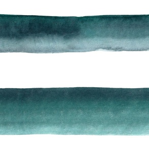 36" Watercolor stripes in dark teal - horizontal