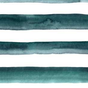 21" Watercolor stripes in dark teal - horizontal