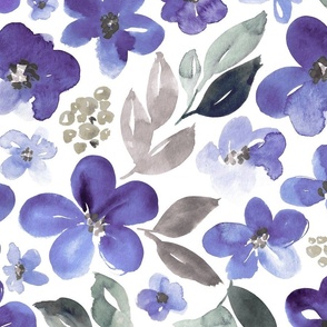 36" Periwinkle purple florals