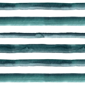 12" Watercolor stripes in dark teal - horizontal 
