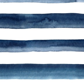 21" Watercolor stripes in dark navy blue - horizontal