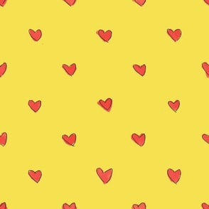 hearts yellow background