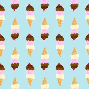 ice cream cones tight blue background