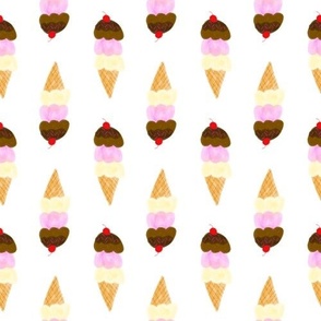 Ice cream cones tight white background