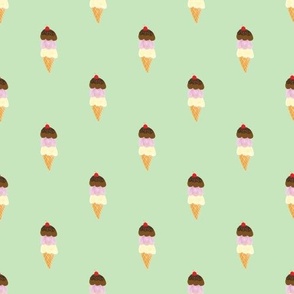 ice cream cones green background