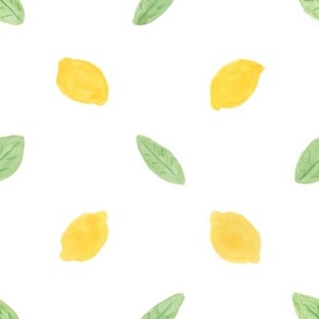 lemons and leaves white background