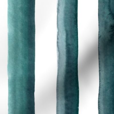 12" Watercolor stripes in dark teal - vertical