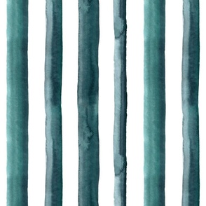 12" Watercolor stripes in dark teal - vertical