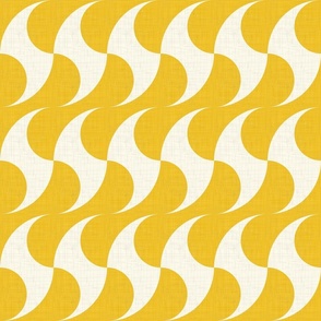 Dancing Geometric Waves - Vintage Bright Yellow / Large