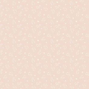 Small || Cute Easter Bunnies and Footprints || Ivory on Dirty Baby Pink