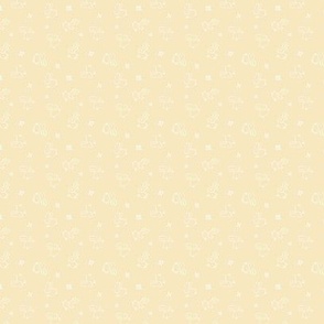 Small || Cute Easter Bunnies and Footprints || Ivory on Pastel Yellow