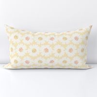 Medium || Cute Floral Flowers Directional || Ivory on Pastel Yellow