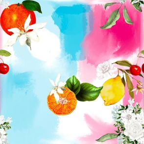 Summer,fruits,lemon,citrus,colorful background