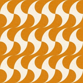 Dancing Geometric Waves - Vintage Orange and Cream / Large