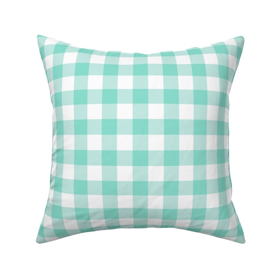 1" seafoam and white gingham