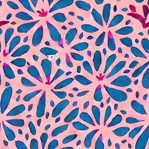 Watercolor Inspired Faux Cutouts Pink Blue