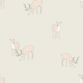 Deer Pattern on Cream -Large-83"x83"