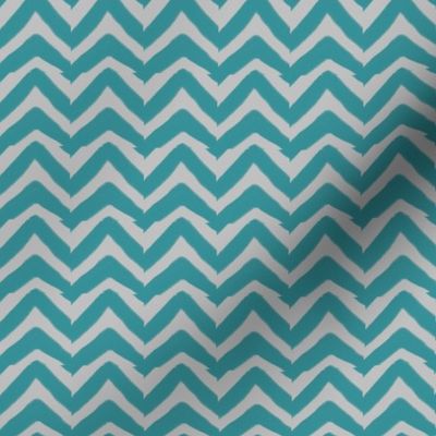 Teal Blue and Grey Jagged Electric Chevron