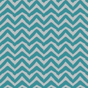 Teal Blue and Grey Jagged Electric Chevron